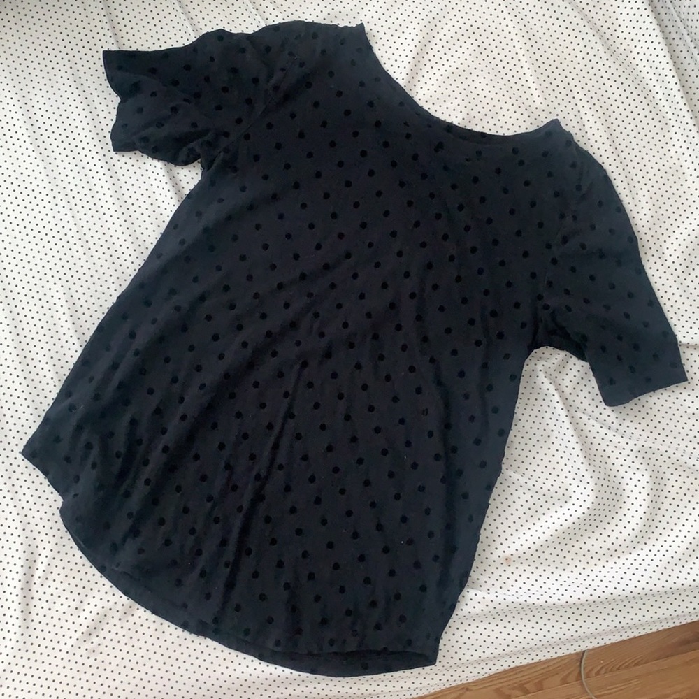 LOFT polka dot black T-shirt